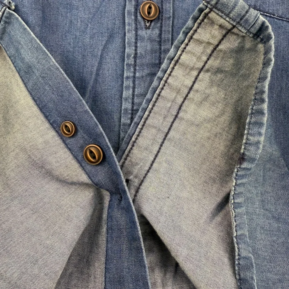 Denim & Flower Mens Blue Denim Collection Slim‎ Fit Button Down Shirt Large L